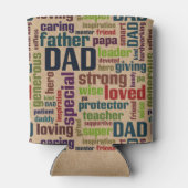 Papa Word Cloud Text Vaderdag Typografie Blikjeskoeler (Achterkant)