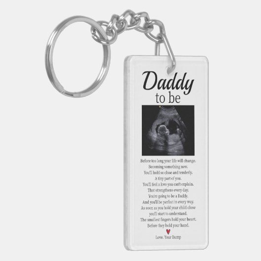 Papa wordt Baby-gedicht zwangerschapsaankondiging Sleutelhanger (Voorkant Links)