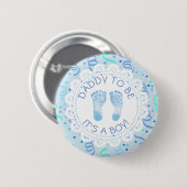 Papa wordt Blue confetti Baby shower Button (Voorkant /achterkant)