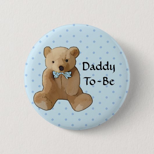 Papa wordt Teddy Bear Baby shower Button (Voorkant)