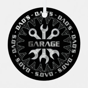 Papa zal deze garage kerst geweldig vinden metalen ornament