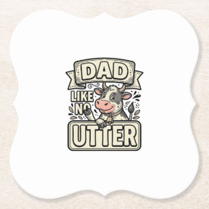 Papa zoals geen andere grappige koe vintage vector kartonnen onderzetters