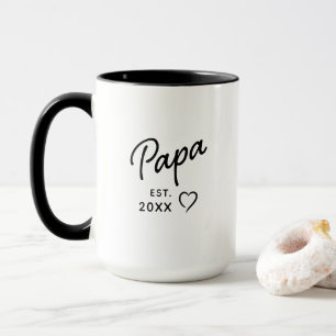 Papa Zwart en Wit Minimalistisch Onthulling van he Mok
