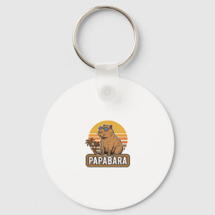 PAPABARA Retro Capibara Papa Vectorontwerp_1 Sleutelhanger