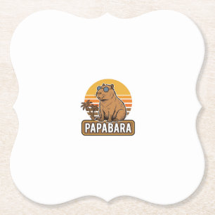 PAPABARA Retro Capibara Vader Vector Design_1 Kartonnen Onderzetters