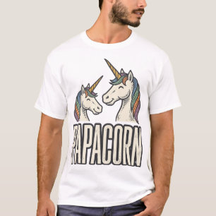 Papacorn Eenhoorn Papa Vintage Gravure T-Shirt Des