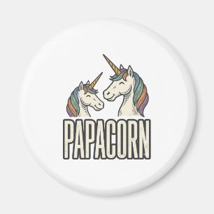 Papacorn Eenhoorn Papa Vintage Gravure T-Shirt Des Magneet