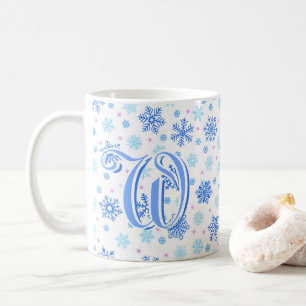 Papael Baby Blue Snowflake Elegant aangepast monog Koffiemok