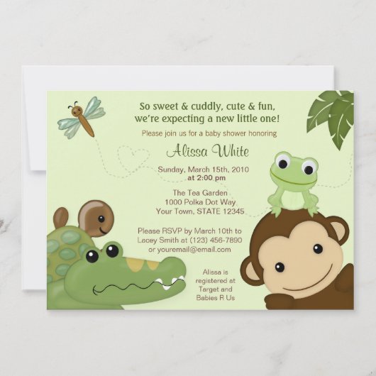 Papagayo Baby shower Invitation monkey frotle Kaart (Voorkant)