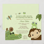 Papagayo Baby shower Invitation monkey frotle Kaart (Voorkant / Achterkant)
