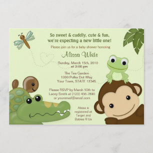 Papagayo Baby shower Invitation monkey frotle Kaart
