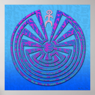 Papago Maze Blue en Paars Poster