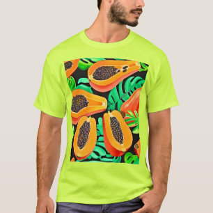 Papaja en bladeren vers patroon t-shirt