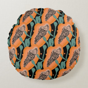 Papaja Hand Tropisch Fruit Abstract Patroon Rond Kussen