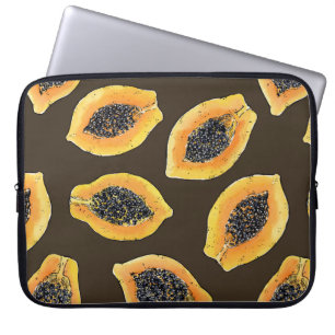 Papaja snijdt donkerbruin laptop sleeve
