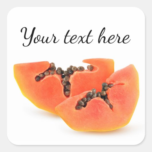Papaja stukken vierkante sticker (Voorkant)