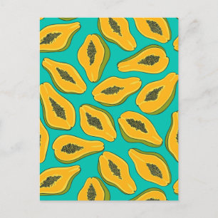 Papajaplaatjes op turquoise briefkaart