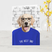 Papa's Birthday Golden Retriever en T-shirt carte (Fleur jaune)