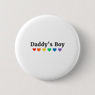 Papa's Boy, Pride Rainbow Hearts, grappige Cool LG Ronde Button 5,7 Cm