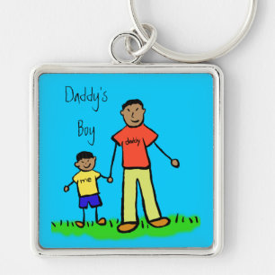 Papa's Boy Vader and Son Family Drawing Sleutelhan Sleutelhanger