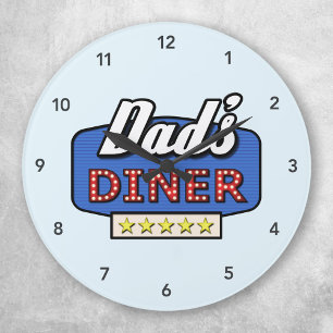 Papa's Diner Logo - een cadeau voor papa Ronde Klok