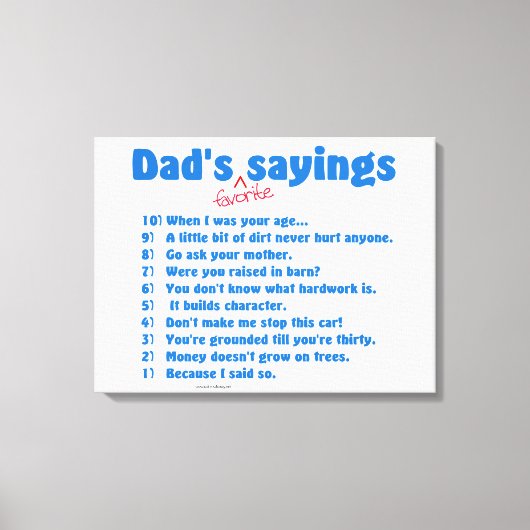 Papa's favoriete gezegden verpakt canvas cadeau. afdruk (Voorkant)