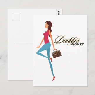 Papa's geld, Schattige en brutaal tienermeisje, gr Briefkaart