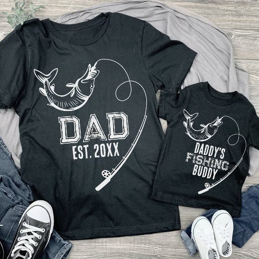 Papa's Gevist boeddy Fish Matching Son Dad T-shirt