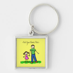 Papa's Girl Brunette Sleutelhanger (Aangepaste nam