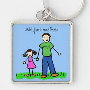 Papa's Girl Brunette Sleutelhanger (Aangepaste nam