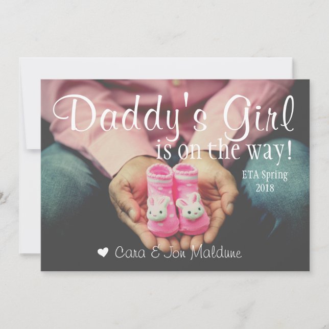 Papa's Girl Pink Baby Girl Baby Aankondiging (Voorkant)