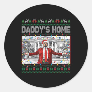 Papa's Home Grappig Kerstman Trump Kerst Lelijk Zw Ronde Sticker