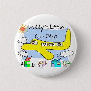 Papa's kleine mede-piloot Kinder T-Hemden Ronde Button 5,7 Cm