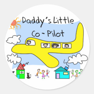 Papa's kleine mede-piloot Kinder T-Hemden Ronde Sticker