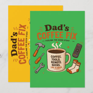 Papa's koffie fix ontspannend leven ontwerp feestdagenkaart
