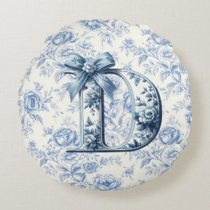 Papa's Light Blue Chinoiserie Round Coussin