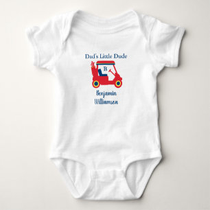Papa's Little Dude Golf Winkelwagen Naam Monogram Romper