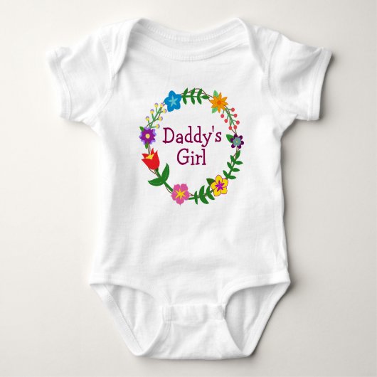 Papa's meisje in Floral Lijst Bodysuit (Voorkant)