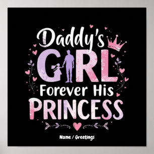 Papa's Meisje Voor altijd Zijn Prinses Vaderdag Ca Poster