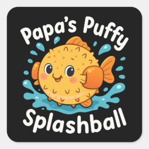 Papa's Puffy Splashball Funny Water Fish Vierkante Sticker