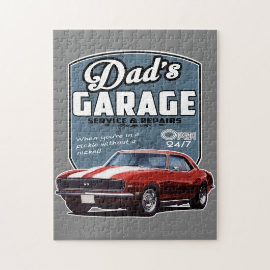 Papa's Rode Camaro Garage Legpuzzel (Verticaal)
