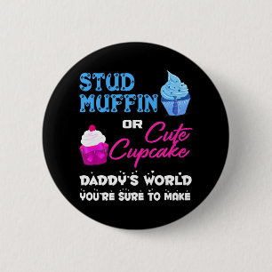 Papa's Stud Muffin of Schattigee Cupcake Geslacht  Ronde Button 5,7 Cm