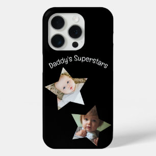 Papa's Superstars gepersonaliseerde twee foto teks iPhone 15 Pro Case