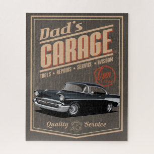 Papa's zwarte Chevy Garage uit 1957 Legpuzzel