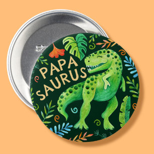 Papasaurus Dinosaurus Papa van de Verjaardags Jong Ronde Button 7,6 Cm