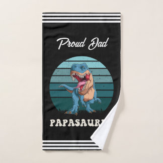 Papasaurus Grappige Dinosaurus op Groene Retro Zon Bad Handdoek