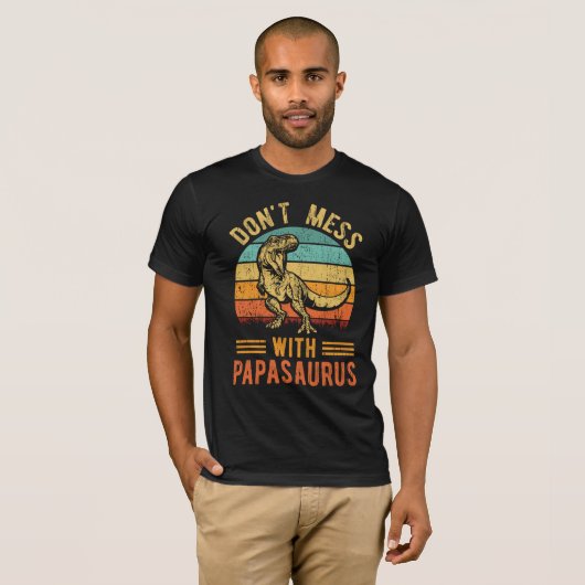 Papasaurus Retro T Rex Papa Saurus Mannen T-shirt (Voorkant volledig)
