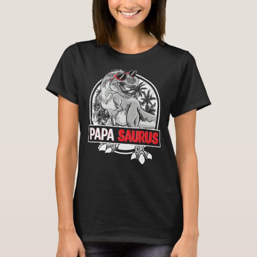 Papasaurus T Rex Dinosaur Funny Papa Saurus T-shirt (Voorkant)