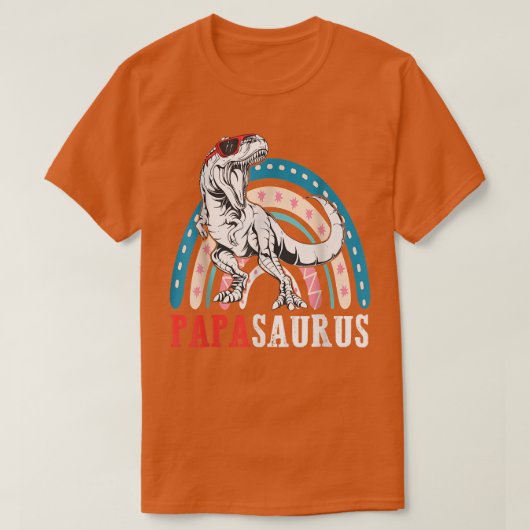 Papasaurus T Rex Dinosaur Papa Saurus Rainbow Fath T-shirt (Design voorkant)