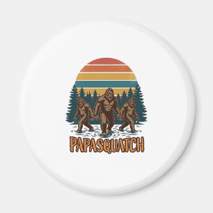 Papasquatch Bigfoot Vintage Sunset Vector Design_1 Magneet